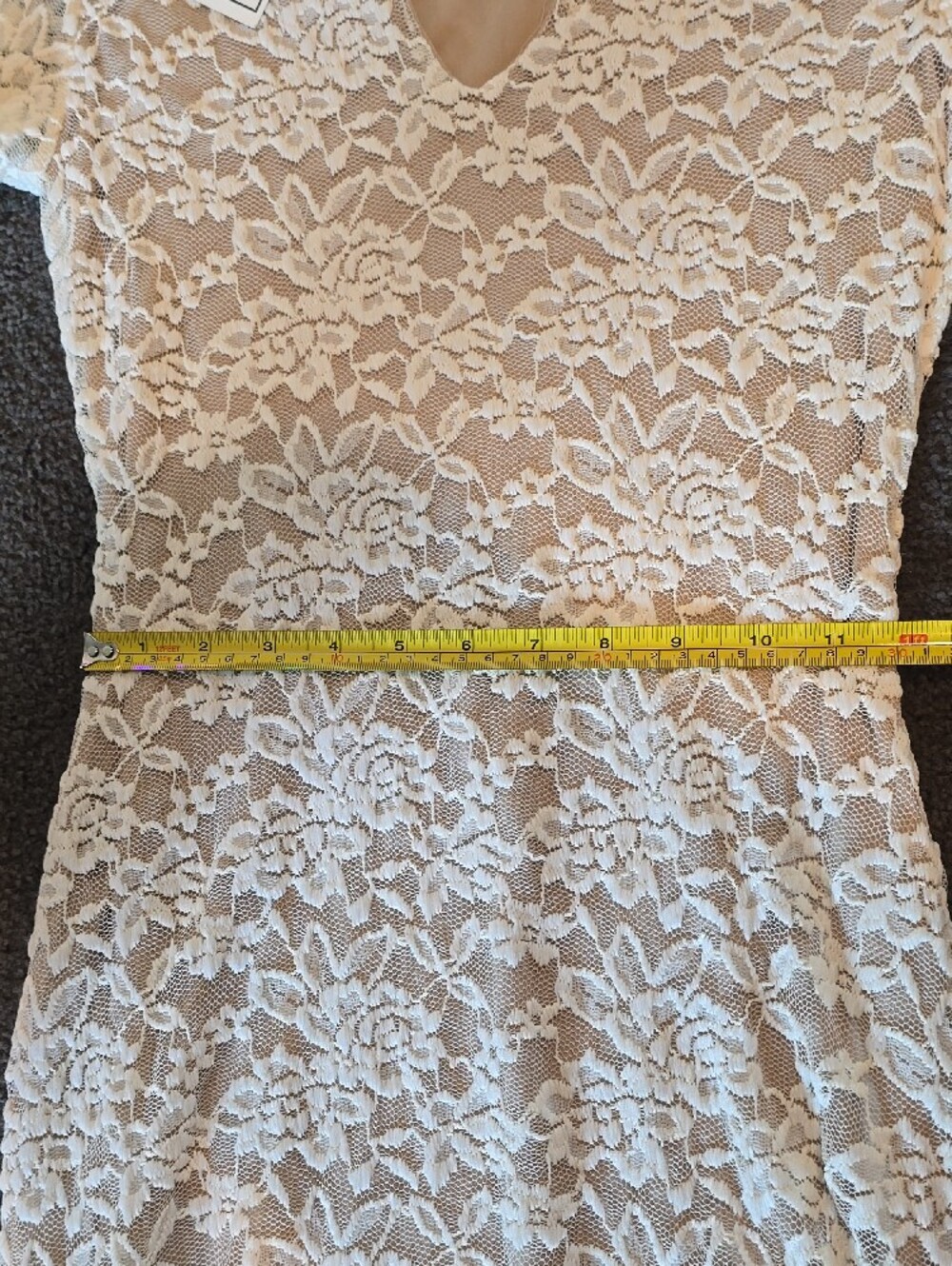 Women’s Lace Midi Dress – White/Cream - Picture 5 of 7